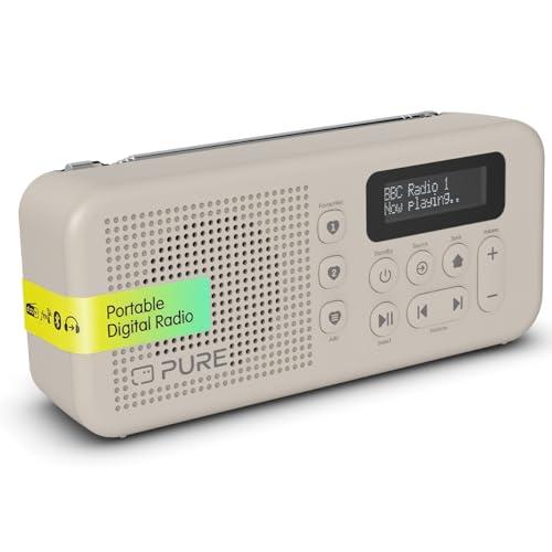 PURE Elan Move Radio Digitale Portatile DAB+ e FM con Bluetooth 5.3, Radio Compatta Tascabile con Batteria Ricaricabile fino a 16 Ore, Jack Cuffie e Display LCD – Sabbia