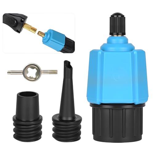 PHYNDR Adattatore Pompa SUP N.4 Blu con 2 Ugelli e Mini Chiave, Valvola per Paddle Board, Kayak e Gonfiabili, Set Portatile per Gonfiaggio, Conversione e Uso Outdoor