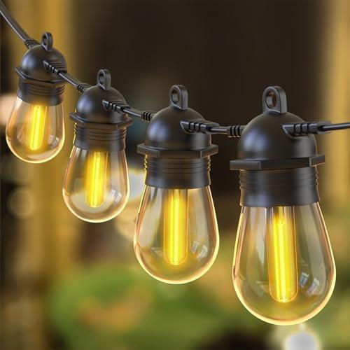 Quntis Catena Luminosa Esterno LED, Luci da Esterno Giardino con 30+2 S14 Lampadine IP65 Impermeabile Collegabili Catena Luci Esterno per Gazebo Terrazzo Balcone Festa Cortile Bianco Caldo