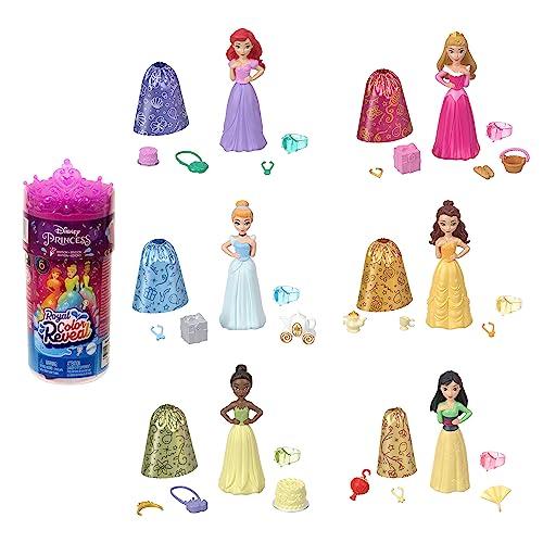 Mattel Disney Princess - Royal Color Reveal collezione Party, bambola con 6 soprese da scoprire e accessori da festa, ispirata ai film Disney, giocattolo per bambini, 3+ anni, HMK83