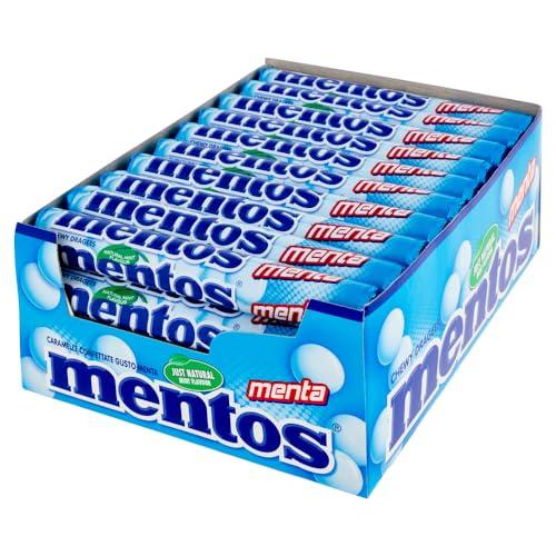 Mentos Menta, Caramelle Chewy, Gusto Menta, Confezione da 40 Stick, Confettura Croccante e Ripieno Morbido, Ideali da portare Sempre con Te o da Condividere con chi vuoi