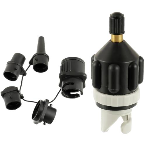 HUAREW Adattatore per Pompa di SUP, Adattatore per Kayak, Convertitore di Valvola d'Aria Multifunzionale Gonfiabile con 4 Ugelli per Tavola da Surf, Paddle, Kayak, Gommoni, Barche da Pesca