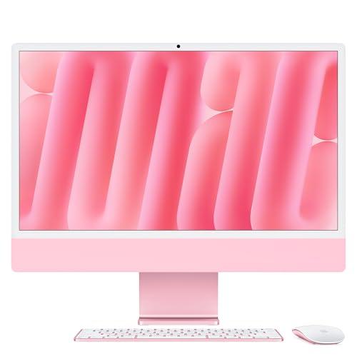 Apple iMac Computer desktop all-in-one: Chip M4, CPU 10-core e GPU 10-core: display Retina 24'', 24GB di memoria unificata, 512GB di archiviazione SSD, con accessori. Per iPhone/iPad; Rosa