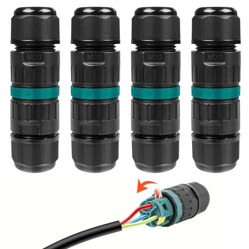 Fousenuk 4 Pezzi Connettori Elettrici Impermeabili, Connettore Stagno, Scatola di Giunzione, Manicotto di Collegamento Cavo, Cassetta Derivazione Stagna per Diametro Cavo 5-9 MM, 9-12MM