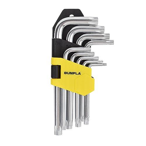 Gunpla Set Chiavi Torx 9 pezzi T10-T50 con Foro, Chiavi Esagonali a Brugola Braccio Corte, Forma L, ideale per gli appassionati e professionisti del fai-da-te