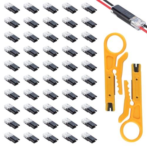 50 Pz Connettori Elettrici Rapidi, Morsetti Elettrici 2 Pins, Connettore di Collegamento a Spina 18-22 AWG, Connettore Terminali per Cavi di Auto, Veicoli e Camion