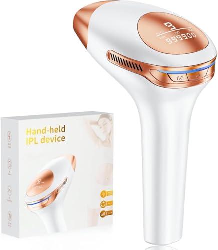 21J Epilatore Luce Pulsata con 9 Livelli di Energia, Epilatore Laser con Modalità di Scorrimento Automatico, 999,900 Flashes Epilatore a Luce Pulsata per Donne e Uomini, Viso, Ascelle, Bikini, Corpo