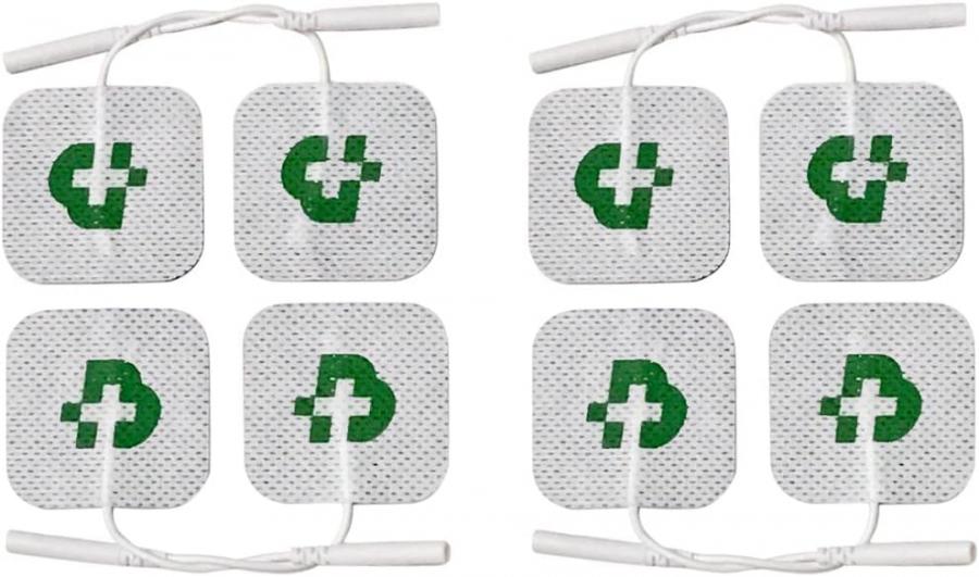 TESMED 8 elettrodi di qualità superiore mm. 50x50, universali, adatti a tutte le marche di elettrostimolatori con cavetti a spinotto da 2 mm, non necessitano di gel
