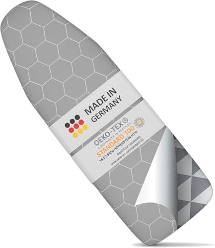 Copriasse Da Stiro Universale 130X45 CM per Ferro Da Stiro a Vapore, Copertura Asse Da Stiro Con Coulisse in Gomma, Rivestimento in Alluminio Termoriflettente, Resiste al Vapore (L) Made in Germany
