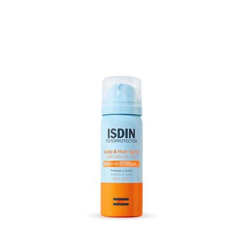 ISDIN Scalp & Hair Spray SPF 50(50 ml) | Fotoprotettore Solare Invisibile per Capelli e Cuoio Capelluto | Protegge da Invecchiamento e Luce Blu | Tecnologia Wet Skin | Senza Oli Minerali