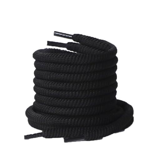 Codulu Lacci rotondi per scarpe sportive, 8 mm di larghezza, di ricambio, per scarpe da ginnastica, atletica, skate, casual, 120 cm, Nero , 120
