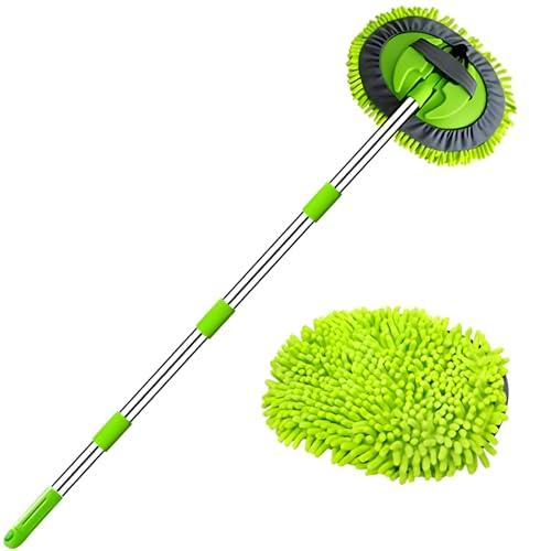 WillingHeart Spazzola Lavaggio Auto in Microfibra con Manico Lungo, Guanto Kit Pulizia Spugna Spazzolone Senza Graffi Pulisci professionale Cura per Auto Camper Camion SUV RV o la Casa