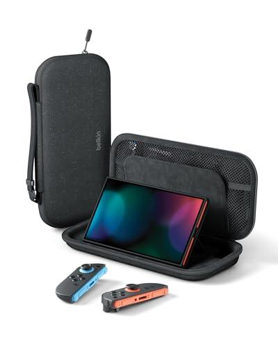 Belkin Gaming Custodia da viaggio per Nintendo Switch 2 con scomparti per AirTag e cartucce, custodia portatile con guscio esterno rigido e interno morbido, accessori portatili per gaming - Carbone
