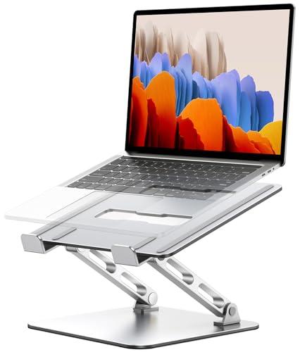 Babacom Supporto PC Portatile Ergonomico da Scrivania, Laptop Stand con Supporto a Doppia Asta e Altezza Regolabile, Porta PC Portatile Ventilato Antiscivolo Compatibile con MacBook Air Pro (10-16