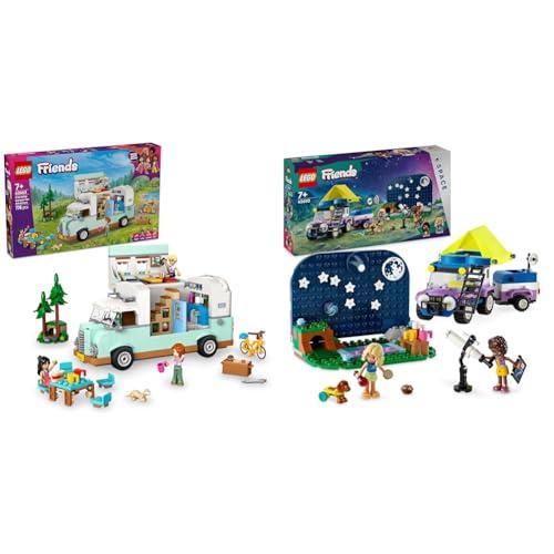 LEGO Friends Avventura in Camper dell'Amicizia + Set Veicolo da Campeggio per Osservazione delle Stelle con Giocattolo Auto 4x4 42663 + 42603