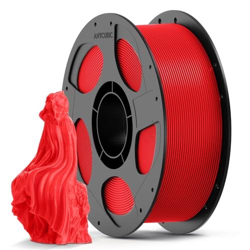 ANYCUBIC PLA Filamento per Stampante 3D, Filamento di Stampa Intelligente Identificazione Intelligente, Bobina Rimovibile e Riutilizzabile, Dimensioni +/- 0,02 mm, Rosso, 1KG