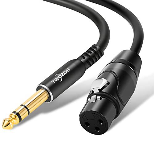 Twozoh Cavo XLR Femmina a 6.35 mm 3M, Jack 6,35mm Stereo TRS Bilanciato Maschio a XLR Femmina per microfono (Profesional/Hifi)