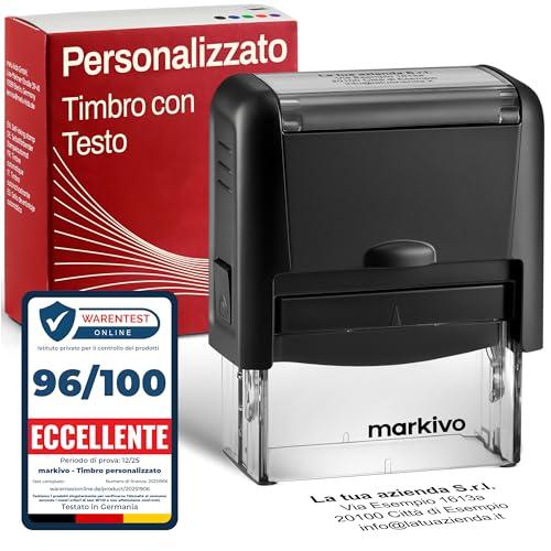 Timbro Personalizzato Autoinchiostrante - Ideale per Aziende, Uffici e Medici - Timbro Personalizzabile con Testo, Nome, Indirizzo - 38x14mm, max. 4 Righe, Nero (S)