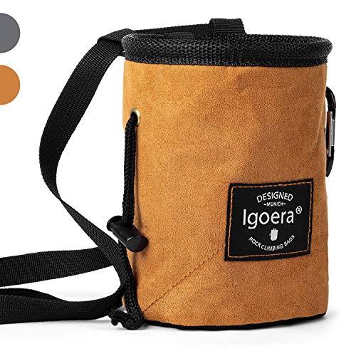 Igoera Chalk Bag per Arrampicata I Rivestimento Speciale per Perfetta distribuzione Magnesite | Sacca Robusta e Resistente per Una Maggiore Sicurezza (Marrone)