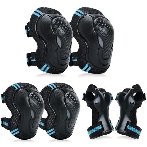 YOOXARMOR Set di Protezioni per Bambini da 3 a 8 Anni, Ginocchiere, Gomitiere, Polsiere Regolabili per Pattini a Rotelle, BMX, Bici,Ciclismo,Skateboard,Pattini in linea,Monopattini[6 Pezzi]