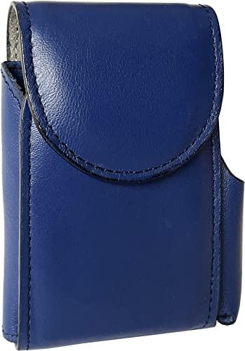 Porta Pacchetto di Sigarette con porta accendino in Vera Pelle Conciata in Toscana - Etabeta Artigiano Toscano - Made in Italy (blu)