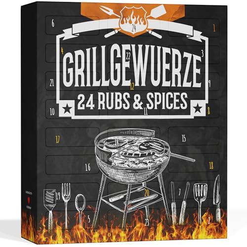 UMBRELLA® Calendario dell’Avvento BIO BBQ 2025 – 24 spezie e miscele premium per appassionati di grigliate, barbecue e buongustai – Con aroma fresco, senza additivi, confezionato a mano in Germania