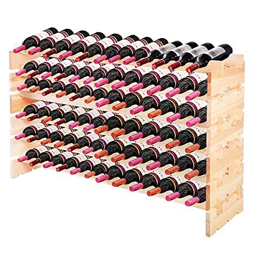 RELAX4LIFE Cantinetta Portabottiglie Vino in Legno Massello, 6 Ripiani Impilabili, Montaggio a Incastro Senza Viti, Design Vintage per 72 Bottiglie, Ideale per Cucina, Bar, Cantina
