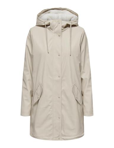 ONLY Onlsally Raincoat OTW Noos Rain Jacket da donna, Farina d'avena/dettaglio: bianco orsacchiotto, L