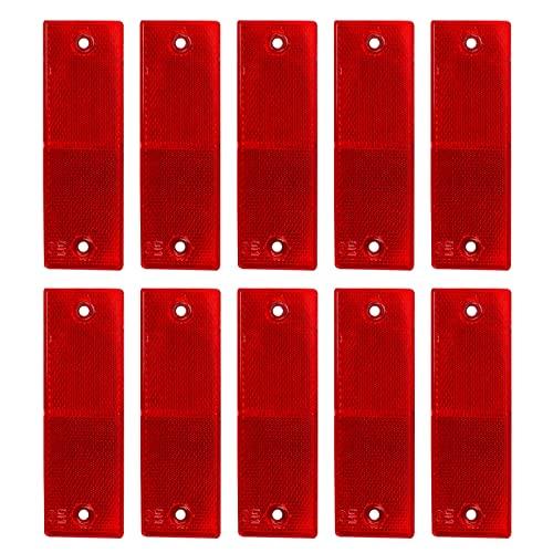 Adesivo Catarifrangente per Auto, Catarifrangenti Laterali Auto, Riflettori per Camion, Riflettori Autoadesivi, per Camper, Caravan, Rimorchio, Avvertimento di Sicurezza, Segnaletica, 10 Pezzi, Rosso