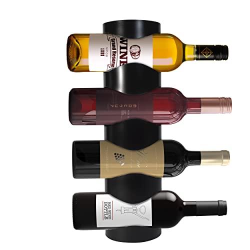 INOXLM Porta Bottiglie acciaio| Porta Vino in varie colorazioni| PortaBottiglie da parete Bianco | Espositore per vino Nero| Espositore per 4 bottiglie Marrone| Cantinetta | Modello Mercurio (Black)