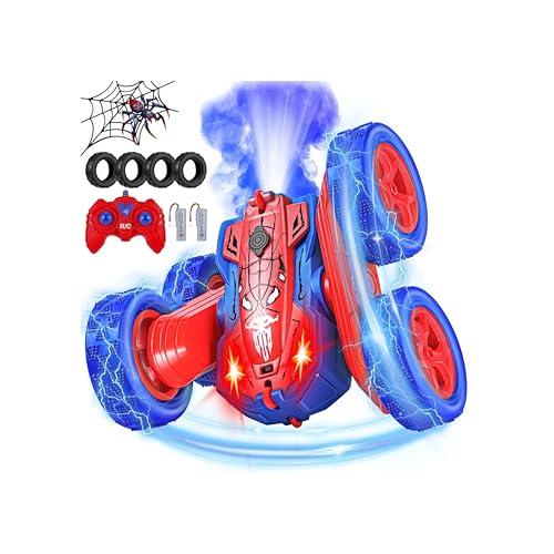 Spider Macchina Telecomandata per Bambini, 2.4GHz Rotazione a 360° Monster Truck Regalo per Ragazzi di 4 5 6 7 8 Anni, 4X4 RC Auto Acrobatica Giocattoli per Natale e Compleanno per Bambino 3-12 Anni