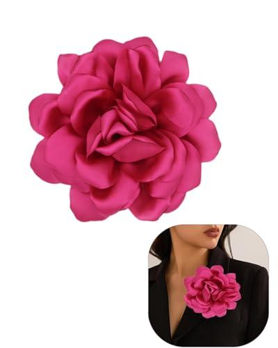 LOZTBUE 1 pezzo spilla fiore rosa, spilla mussola grande, fermaglio per capelli, classico, elegante, fatto a mano, fiore, adatto per matrimonio, festa, danza