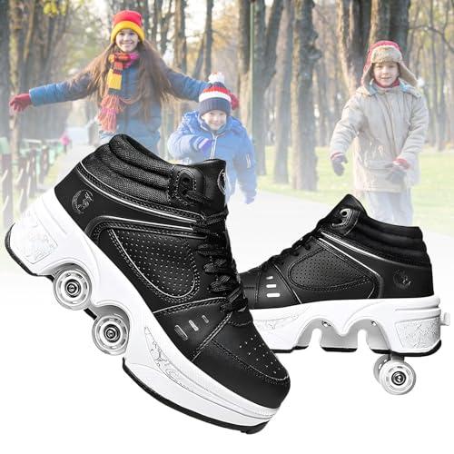 TOME. SKATES Scarpe con Rotelle per bambine, Pattini a Rotelle per bambini e Sneakers 2 in 1, Pattini a 4 Ruote deformati per bambino come regali di Natale e compleanno (C, EU-39)