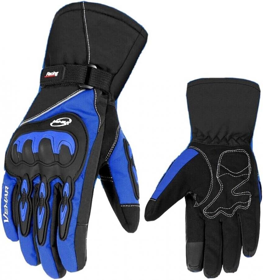 Guanti Moto Invernali, Guanti da Moto Invernali con Fodera in Pile Termico per Inverno, Impermeabili, Caldi, Antivento, Touchscreen, Guanti per Sci, Bici, Escursioni