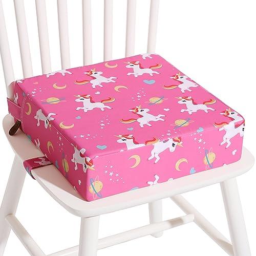 Czrrzl Rialzo Sedia Bambini Lavabile Rimovibile Portatile Cartone Animato Rialzo Sedia Bambini da Tavolo 2 Regolabile Cinghiette Antiscivolo Alzasedia Bambini Portatile per Usare Casa Viaggio