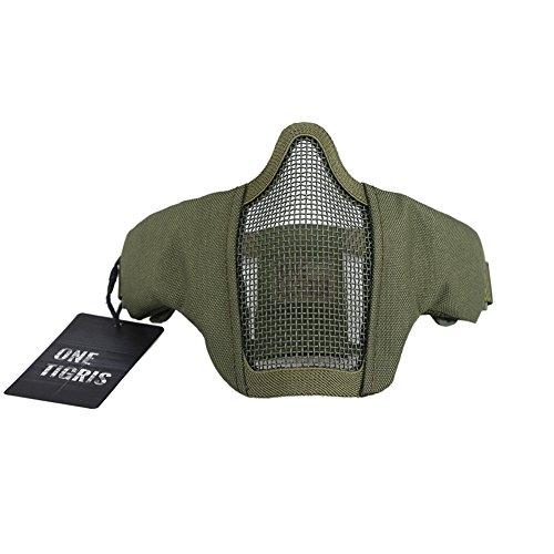 OneTigris Maschera pieghevole mezza protezione del viso per softair paintball CS (OD verde, L)