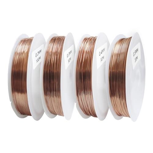 RRRST Kit di fili di rame laccati, filo di rame isolato, bobina di rame, filo di vernice, 4 diversi diametri 0,2 mm, 0,3 mm, 0,4 mm, 0,5 mm, lunghezza 200 m
