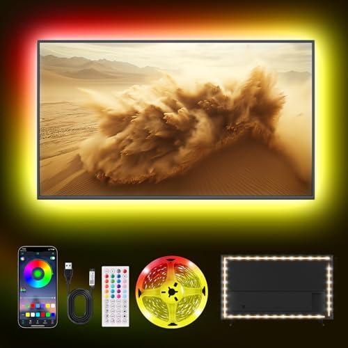Liwqolx LED Lights for TV, 1 metro RGB TV Lights Backlight Behind for 32-50 Inch, 30 LED/Metro，Music Sync Bluetooth APP and Remote Control TV LED Strip Lights per Computer, TV