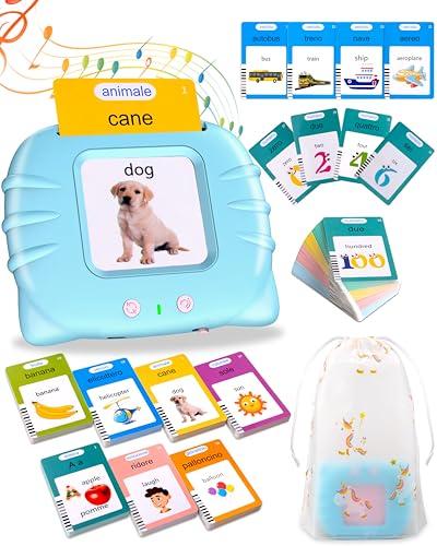 Xtaco flashcards bambini italiano, 510 parole amico vocabolo gioco italiano,giochi montessori 2 anni, educativi prescolari Lingua Imparare Blu (Italiano/Inglese/Bilingue)