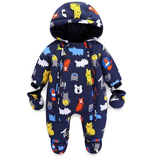 Bambino Tute da neve con Guanti e Scarpe Inverno Pagliaccetto con Cappuccio Caldo Set di Abbigliamento 9-12 Mesi