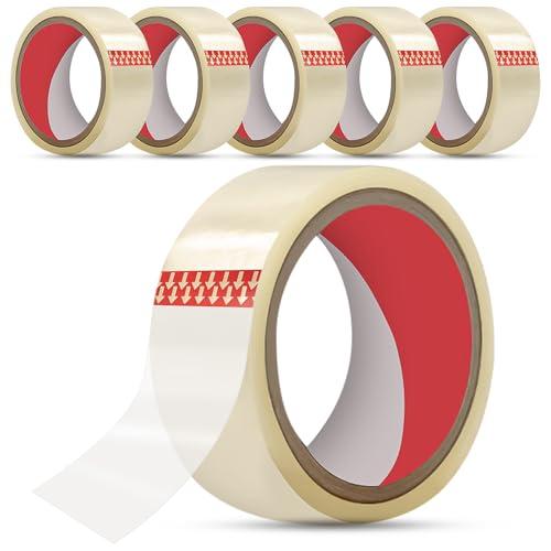 Leyrens 6 Rotoli nastro adesivo per imballaggio trasparente 48 mm x 66 m, resistente antistrappo, seguro y resistente, nastro per imballaggio per pacchi, spedizioni, traslochi