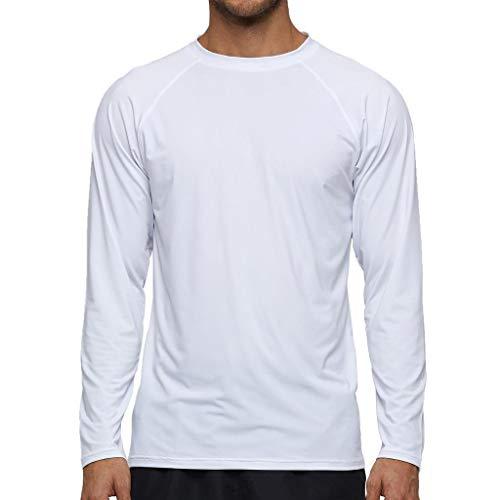 Arcweg Rashguard Mare Surf Uomo Maniche Lunghe Protezione Solare UV UPF 50+ Asciugatura Veloce Maglia Anti UV Pescs Stile Sciolto Elastica Maglietta Piscina Bianco M(EU)