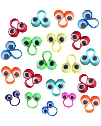 FUGLUS 20 pezzi Occhio Dito Marionette,Dito Giocattolo,Occhi Marionette da Dito Confezione,Eyeball Ring,Plastica Bulbi Oculari Bambini Dito Giocattoli,Occhio Marionette da Dito