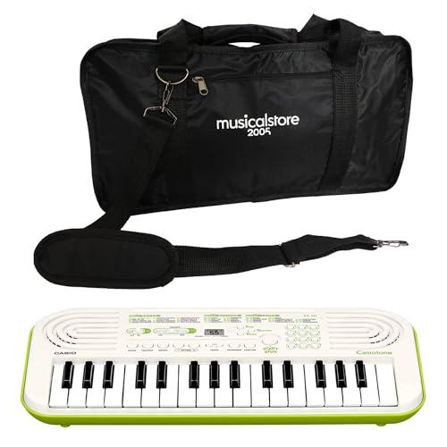 SA-50 Mini Tastiera 32 Tasti: Tastiera Digitale Portatile e Leggera per Bambini, Compatibile con Cuffie - MusicalStore2005 (Tastiera SA-50 con Borsa, Bianco/Verde Lime)