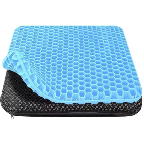 HSSGGV Cuscino antidecubito, Cuscino in gel,Cuscini sedie – Migliora il comfort della seduta, con rivestimento antiscivolo e lavabile (Azzurro chiaro)