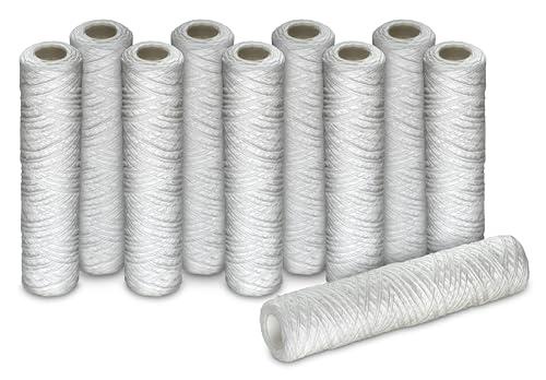 WK - Cartuccia Filtrante per Filtro Acqua in Filo Avvolto, 10 Pezzi da 10 Pollici con Permeabilità 50 Micron, Pratica Modalità di Usa e Getta