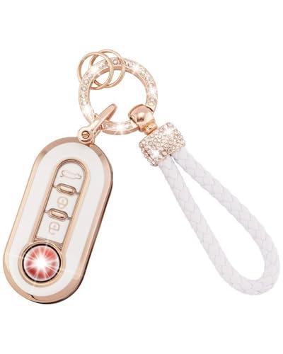 KEMUZ Custodia per Chiave Auto in TPU Morbido - Portachiavi per Fiat 500, 500L, Panda, Punto, Lancia Ypsilon - Copertura Protettiva Antiurto con Design Elegante e Antiscivolo