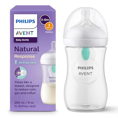 Philips Avent Biberon Natural Response da 260 ml con valvola Airfree, senza BPA, per neonati e bambini da 1 mese in su (modello SCY673/01)