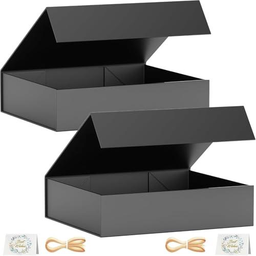 Confezione da 2 scatole regalo, 30 x 20 x 7,6 cm, scatole regalo per regali con coperchi chiusura magnetica rettangolari pieghevoli per scatola proposta testimone, Natale, Halloween, compleanno