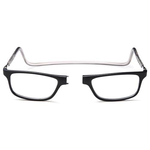 NEW VISION Occhiali da lettura con chiusura magnetica, occhiali da lettura, comodi chiusura magnetica anteriore, occhiali da lettura NV2904, aiuto per la lettura per uomo e donna (nero, 2,0)